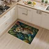 Cute Baby Leopard Peeking Through Jungle Leaves Rug