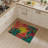 Vibrant Tropical Sunset Palms Area Rug