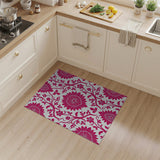 Vibrant Pink Floral Damask Area Rug