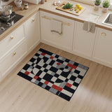 Modern Geometric Abstract Area Rug Black White Red