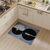 Yin-Yang Cat Silhouette Geometric Area Rug