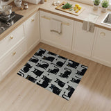 Playful Black Cat Knit Area Rug