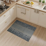 Grey Leopard Print Runner Rug with Woven Center