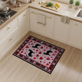Adorable Black Cats Hearts Pink Area Rug