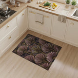 Art Deco Gold Palm Fan Rug in Pink Hues