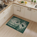 Enchanted Green Forest Rabbits Area Rug