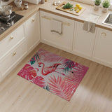 Pink Flamingo Palm Leaf Area Rug