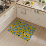 Festive Yellow Snowmen Snowflake Kids Rug