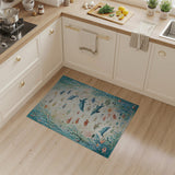 Teal Dolphins Coral Reef Ocean Fish Rug
