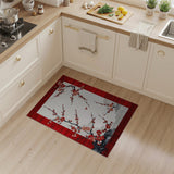 Red Border Plum Blossom Oriental Area Rug