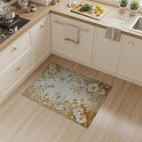 Elegant Gold Framed Floral Area Rug