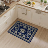 Traditional Persian Blue and Teal Navy Blue Traditional Persian Floral Area Rug
