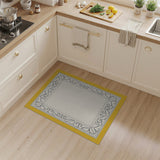 Yellow Ornate Floral Scroll Border Area Rug