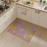 Vibrant Pink Daisy Yellow Flower Area Rug