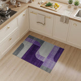 Geometric Modern Purple Grey Curved Geometric Area Rug