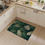 Lush Green Monstera Leaf Coastal Beach Area Rug
