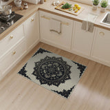 Black and White Ornate Black Mandala Persian Rug