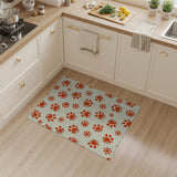 Playful Orange Paw Print Area Rug