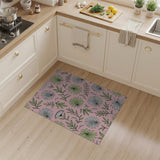 Pink Daisy Palm Leaf Floral Area Rug