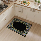 Ornate Gold Floral Border Persian Rug