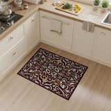 Ornate Maroon Gold Medallion Persian Area Rug
