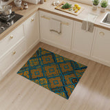 Blue and Teal Teal Gold Persian Medallion Area Rug
