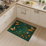 Whimsical Orange Butterfly Wildflower Area Rug
