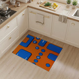 Retro Blue Keyboard Geometric Area Rug