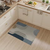 Abstract Navy Teal Curve Modern Area Rug