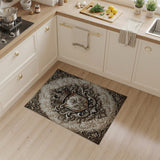 Ornate Gold Crown Shield Area Rug
