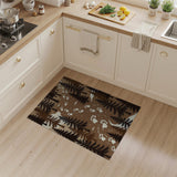 Snowy Forest Paw Trail Brown Tan Rug