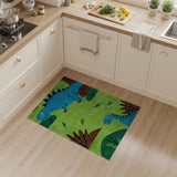 Smiling Blue Dinosaurs Kids Cartoon Rug