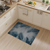 Teal Palm Leaf Coastal Area Rug