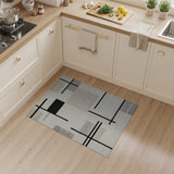 ODIKA Washable Abstract Geometric Area Rug - Low Pile Non-Slip Mid-Century Modern Rug
