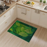 Green Vibrant Green Leaf Overlap Area Rug