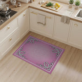 Pink Mandala Rug with Ornate White Borders