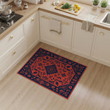 Red Red Persian Floral Area Rug with Navy Border