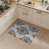 Grey Ornate Grey Floral Damask Area Rug
