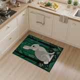 Enchanted Forest Rabbit Green Area Rug