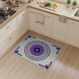 Purple Mandala Floral Area Rug with Ornate Corners