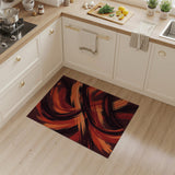 Fiery Red Abstract Brushstroke Area Rug