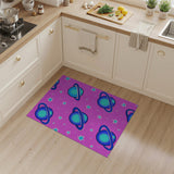 Playful Pink Cartoon Saturn Planets Stars Rug