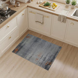 Distressed Grey Abstract Area Rug with Orange Accents