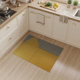 Gold Grey Geometric Block Woven Rug
