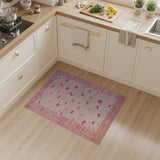 Floral Vintage Whimsical Pink Butterfly Area Rug