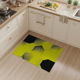 Bold Yellow Black Geometric Hexagon Area Rug