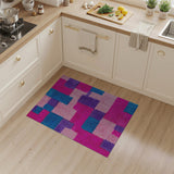 Vibrant Pink Purple Blue Geometric Patchwork Shag Rug