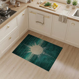 Blue and Teal Teal Sunburst Geometric Area Rug