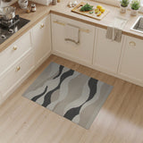 Abstract Area Abstract Wavy Beige Area Rug