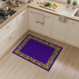 Purple Area Rug with Ornate Gold Floral Border